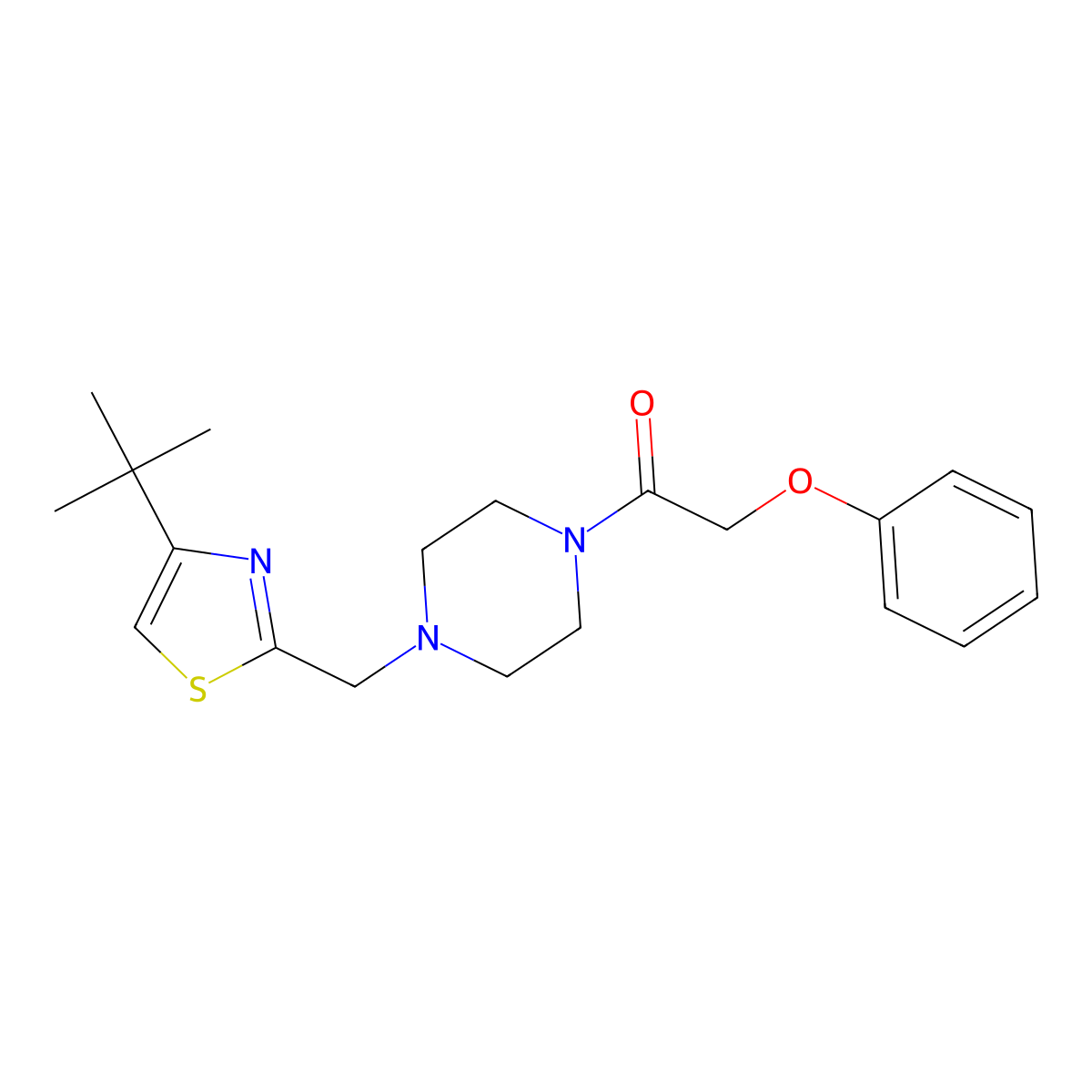1-(4-((4-(Tert-butyl)thiazol-2-yl)methyl)piperazin-1-yl)-2-phenoxyethanone molecular structure, CAS 1105232-61-8