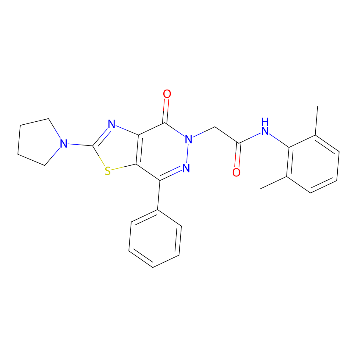 N-(2,6-dimethylphenyl)-2-(4-oxo-7-phenyl-2-(pyrrolidin-1-yl)thiazolo[4,5-d]pyridazin-5(4H)-yl)acetamide molecular structure, CAS 1105232-66-3