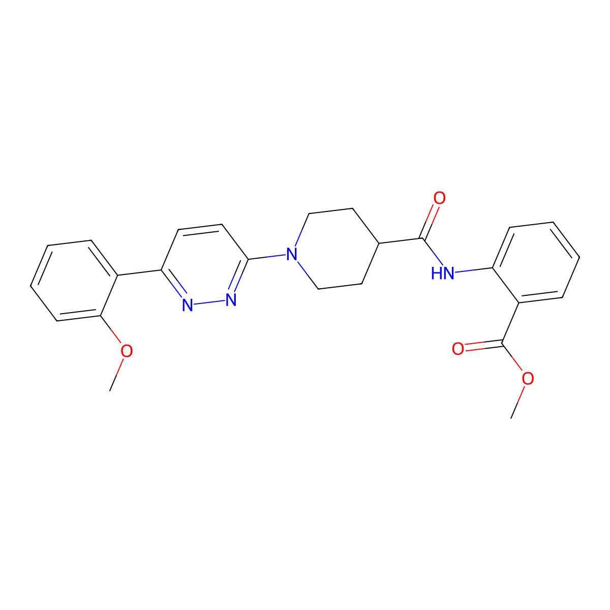 Methyl 2-(1-(6-(2-methoxyphenyl)pyridazin-3-yl)piperidine-4-carboxamido)benzoate molecular structure, CAS 1105232-72-1