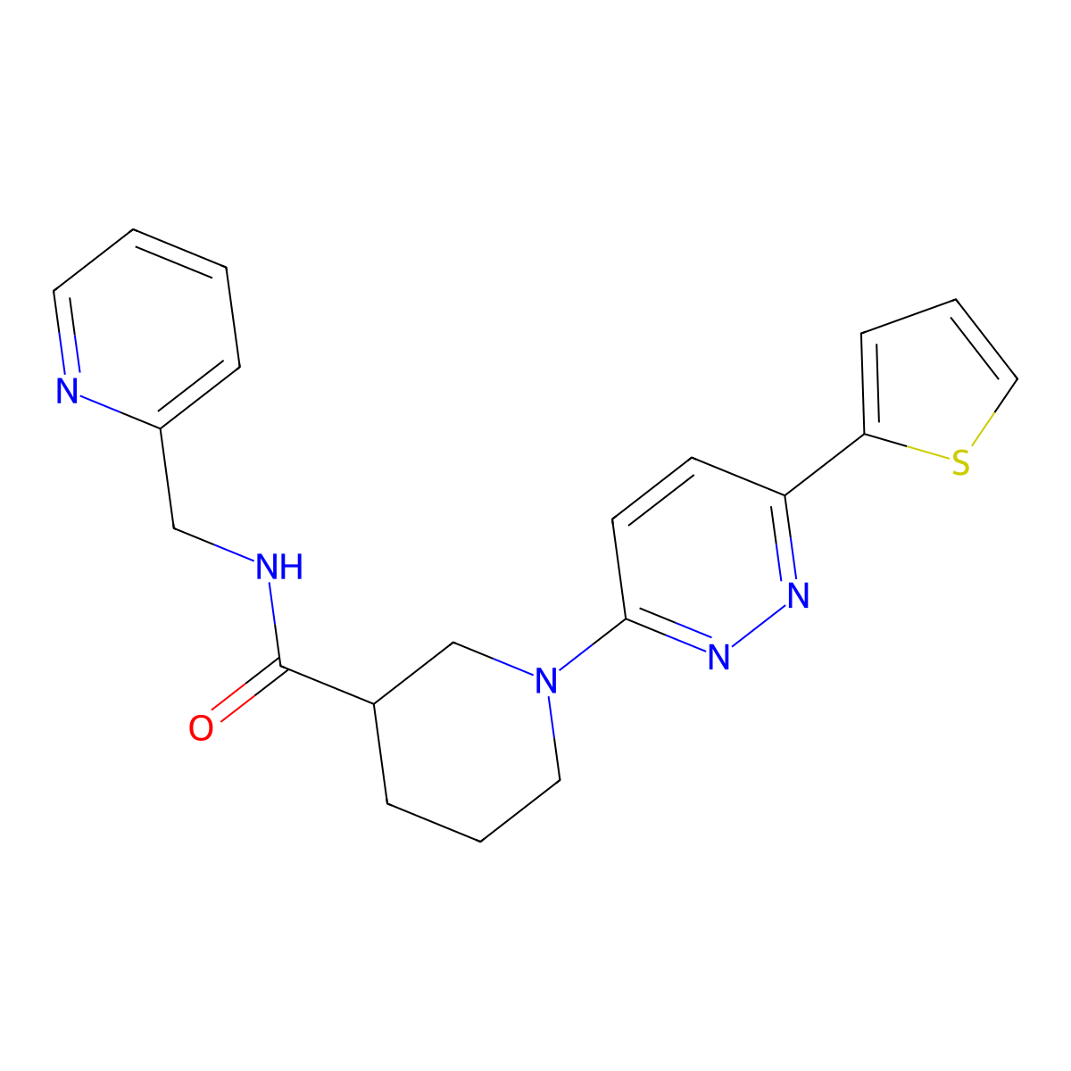 N-(pyridin-2-ylmethyl)-1-(6-(thiophen-2-yl)pyridazin-3-yl)piperidine-3-carboxamide molecular structure, CAS 1105232-74-3