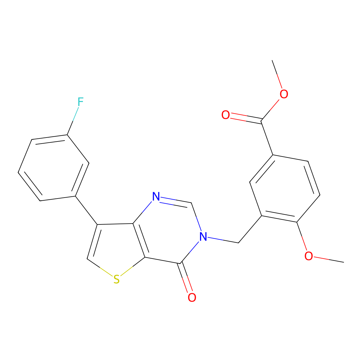 methyl 3-{[7-(3-fluorophenyl)-4-oxothieno[3,2-d]pyrimidin-3(4H)-yl]methyl}-4-methoxybenzoate molecular structure, CAS 1105232-77-6