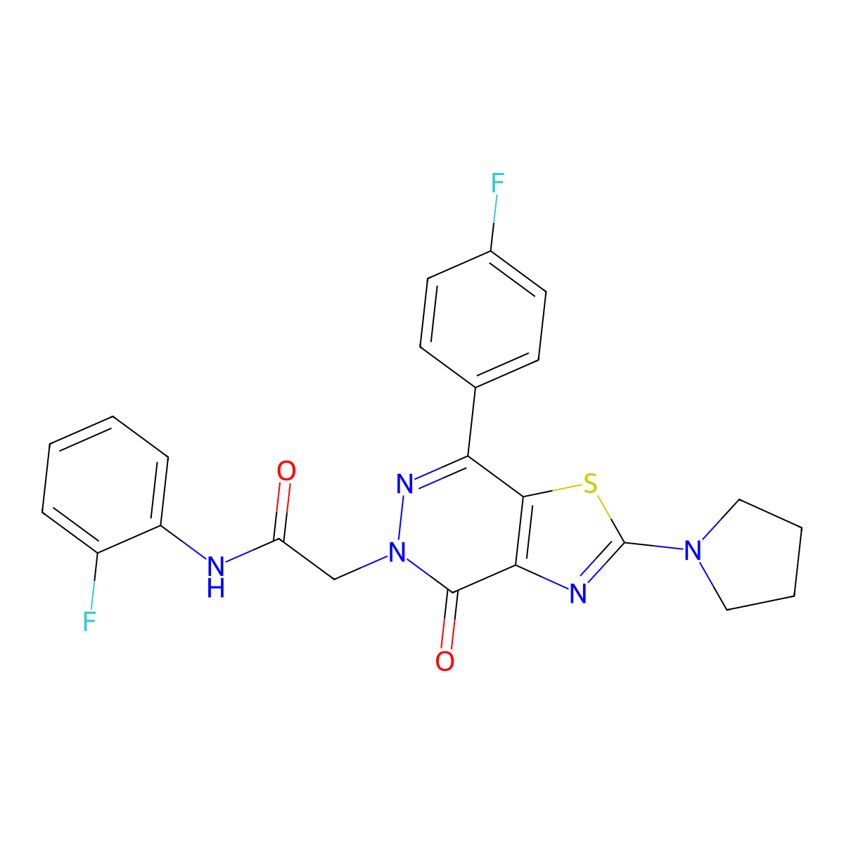 N-(2-fluorophenyl)-2-(7-(4-fluorophenyl)-4-oxo-2-(pyrrolidin-1-yl)thiazolo[4,5-d]pyridazin-5(4H)-yl)acetamide molecular structure, CAS 1105232-80-1