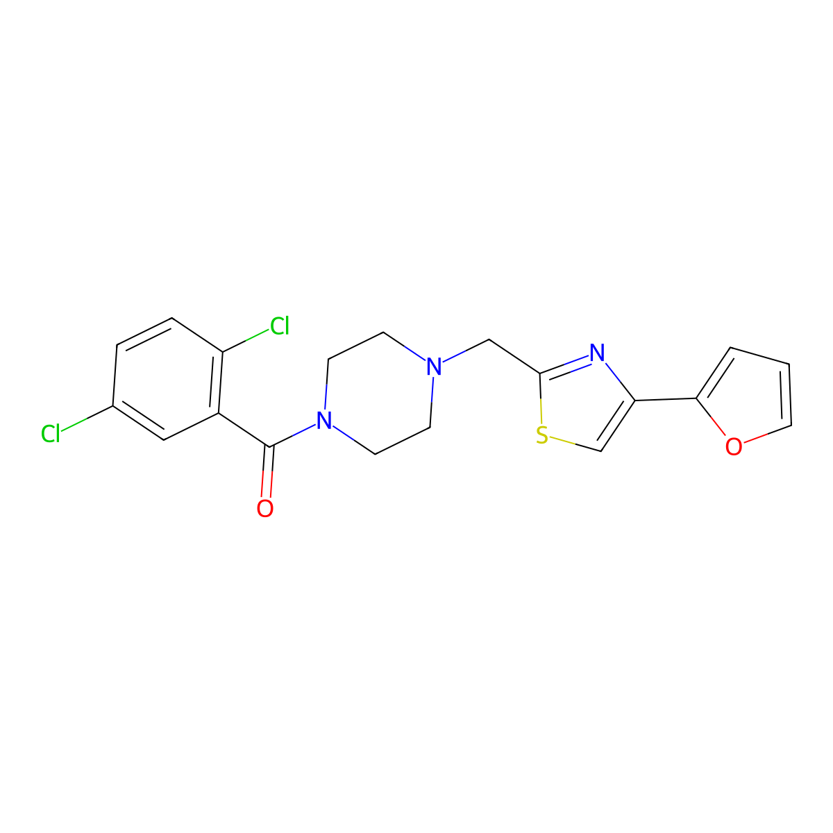 (2,5-Dichlorophenyl)(4-((4-(furan-2-yl)thiazol-2-yl)methyl)piperazin-1-yl)methanone molecular structure, CAS 1105232-82-3