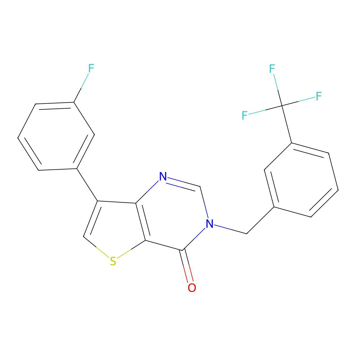 7-(3-fluorophenyl)-3-[3-(trifluoromethyl)benzyl]thieno[3,2-d]pyrimidin-4(3H)-one molecular structure, CAS 1105232-83-4