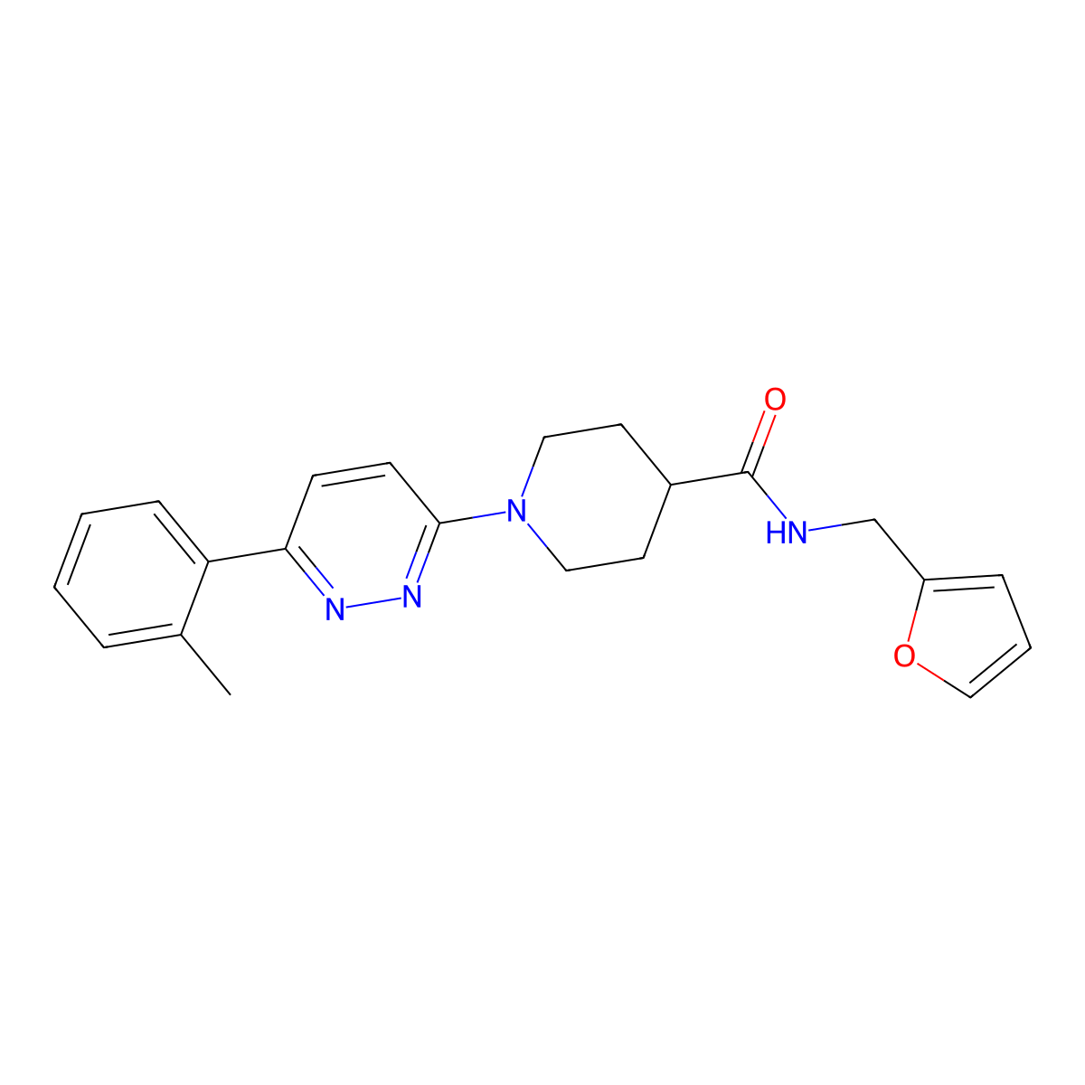 N-(furan-2-ylmethyl)-1-(6-(o-tolyl)pyridazin-3-yl)piperidine-4-carboxamide molecular structure, CAS 1105232-85-6