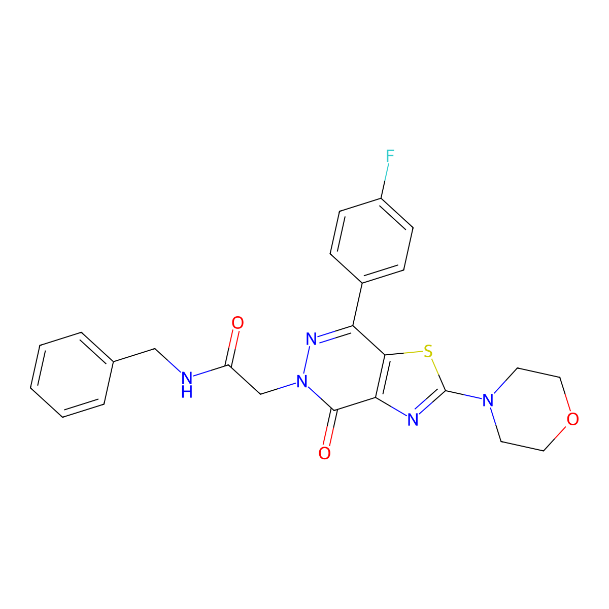N-benzyl-2-(7-(4-fluorophenyl)-2-morpholino-4-oxothiazolo[4,5-d]pyridazin-5(4H)-yl)acetamide molecular structure, CAS 1105232-86-7