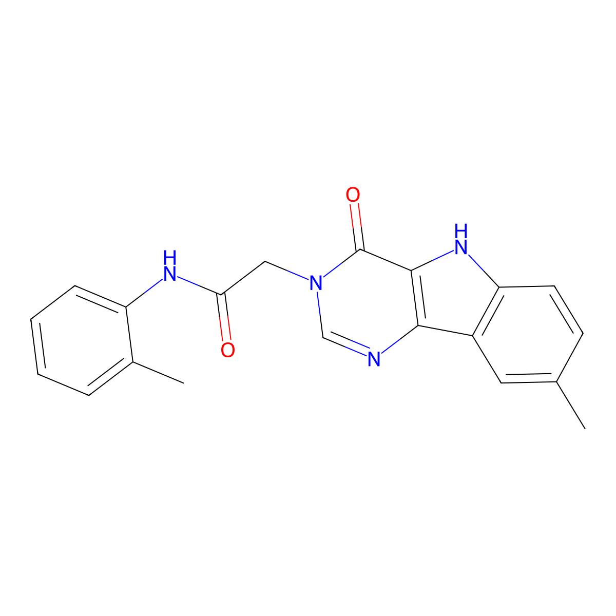 2-(8-methyl-4-oxo-4,5-dihydro-3H-pyrimido[5,4-b]indol-3-yl)-N-(o-tolyl)acetamide molecular structure, CAS 1105232-89-0