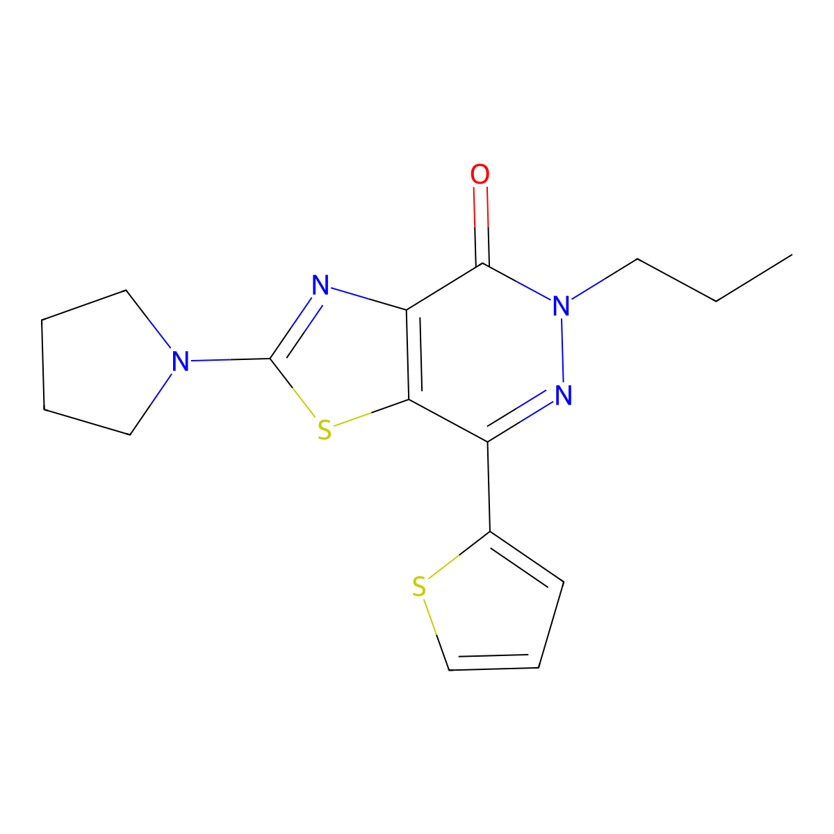 5-propyl-2-(pyrrolidin-1-yl)-7-(thiophen-2-yl)thiazolo[4,5-d]pyridazin-4(5H)-one molecular structure, CAS 1105232-92-5
