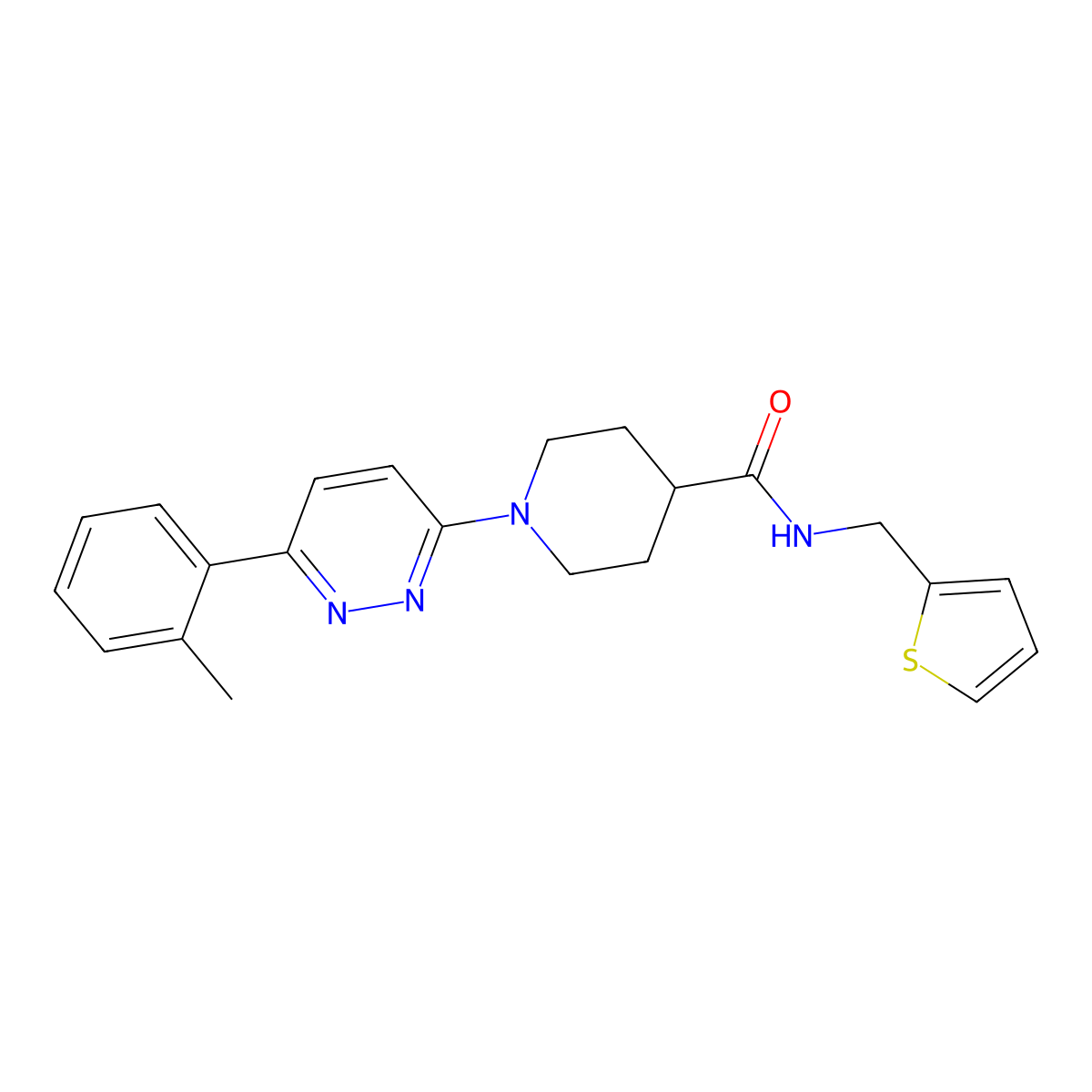 N-(thiophen-2-ylmethyl)-1-(6-(o-tolyl)pyridazin-3-yl)piperidine-4-carboxamide molecular structure, CAS 1105232-97-0