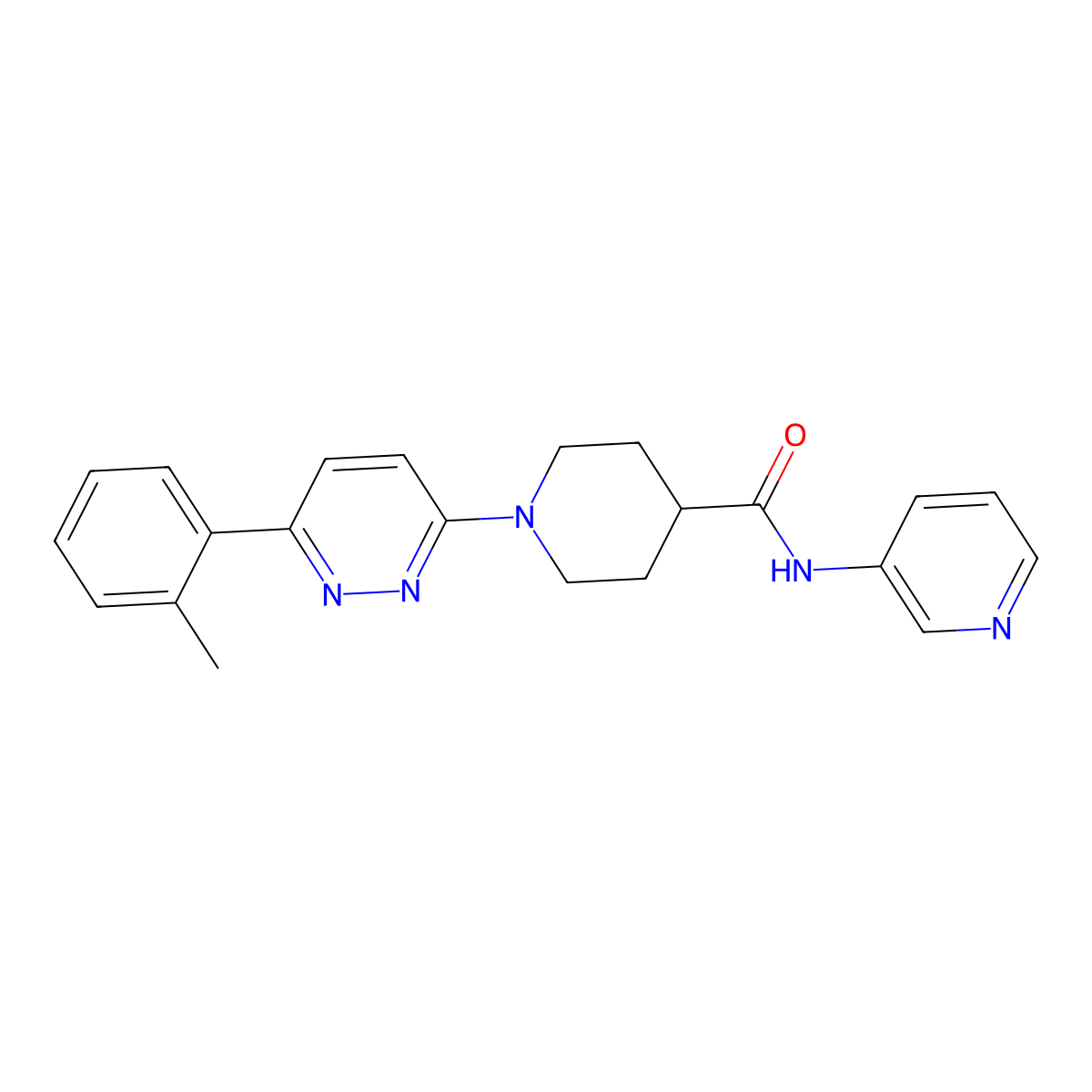 N-(pyridin-3-yl)-1-(6-(o-tolyl)pyridazin-3-yl)piperidine-4-carboxamide molecular structure, CAS 1105233-03-1