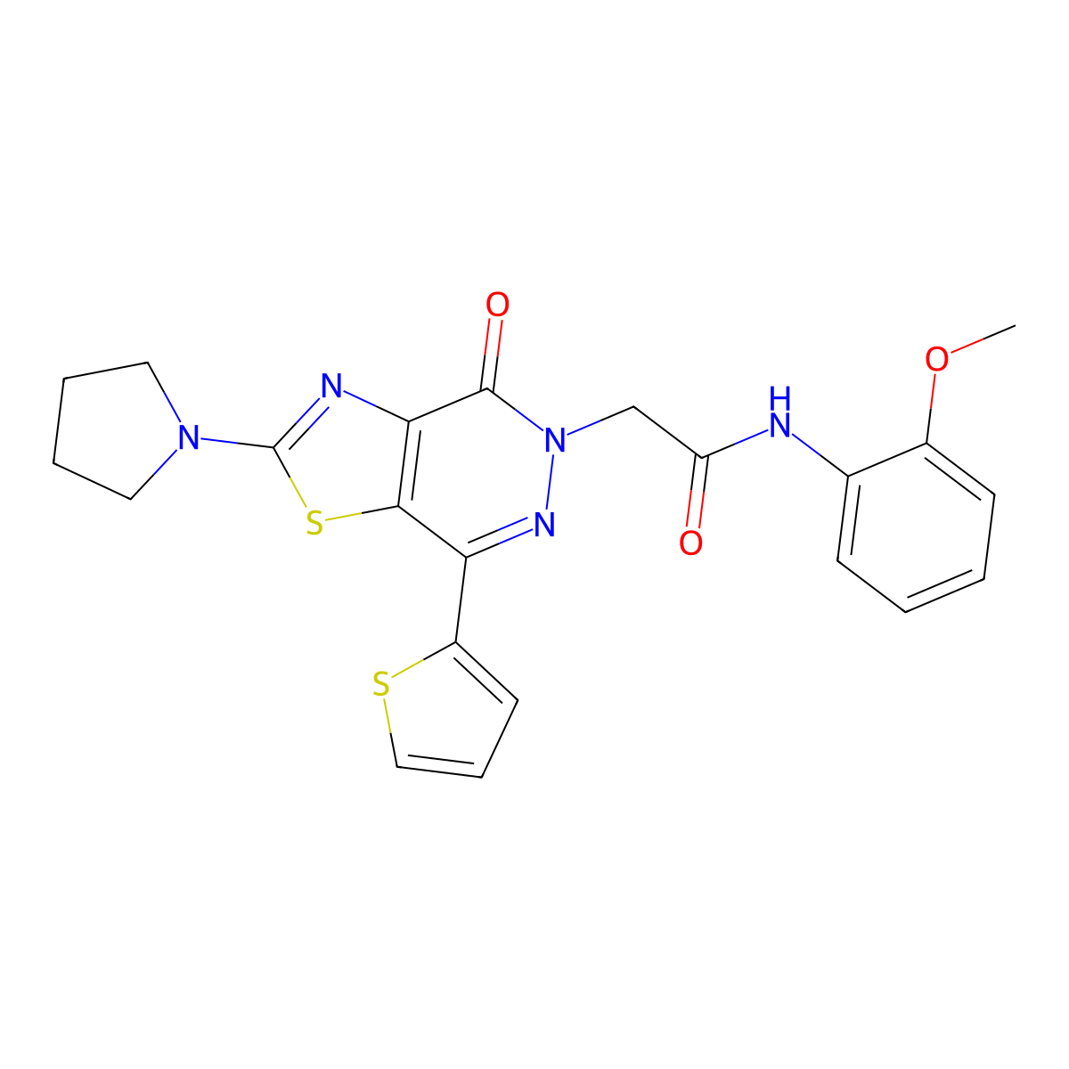 N-(2-methoxyphenyl)-2-(4-oxo-2-(pyrrolidin-1-yl)-7-(thiophen-2-yl)thiazolo[4,5-d]pyridazin-5(4H)-yl)acetamide molecular structure, CAS 1105233-04-2
