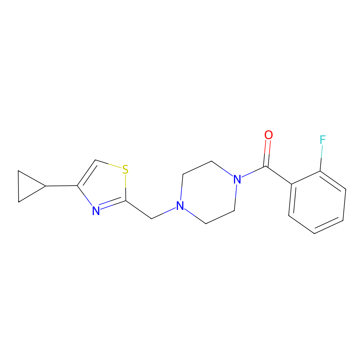 1-[(4-Cyclopropyl-1,3-thiazol-2-yl)methyl]-4-(2-fluorobenzoyl)piperazine molecular structure, CAS 1105233-19-9
