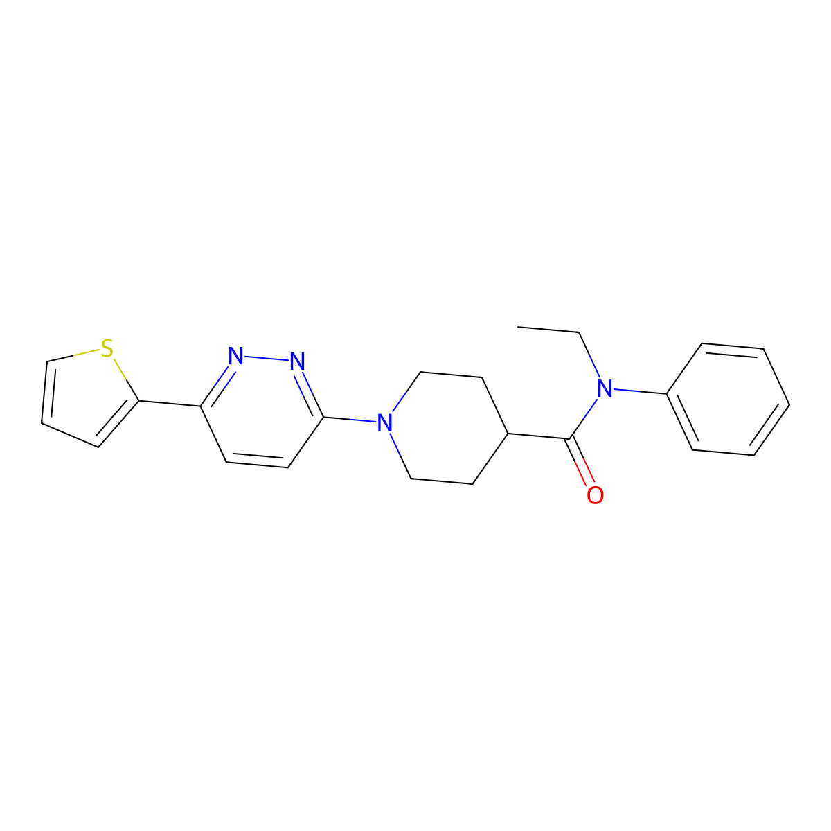 N-ethyl-N-phenyl-1-(6-(thiophen-2-yl)pyridazin-3-yl)piperidine-4-carboxamide molecular structure, CAS 1105233-38-2