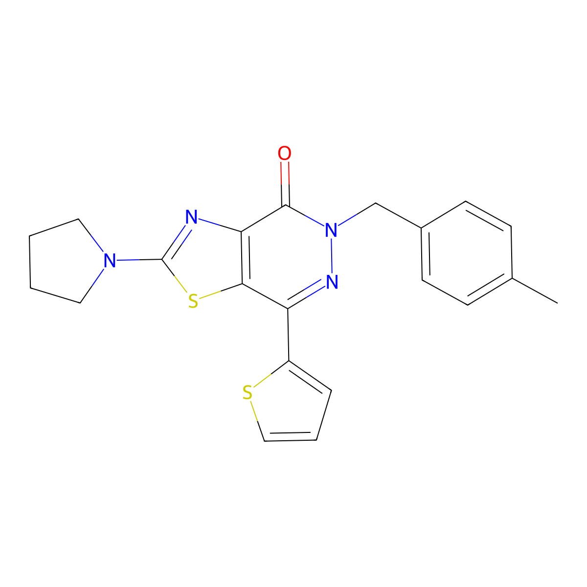 5-(4-methylbenzyl)-2-(pyrrolidin-1-yl)-7-(thiophen-2-yl)thiazolo[4,5-d]pyridazin-4(5H)-one molecular structure, CAS 1105233-39-3