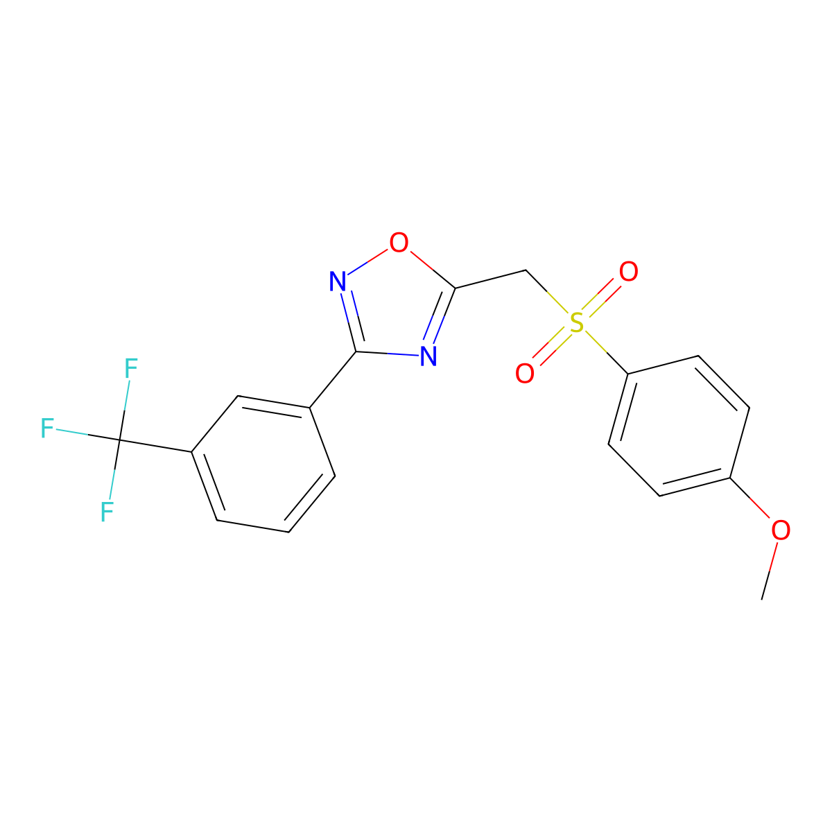 5-(((4-Methoxyphenyl)sulfonyl)methyl)-3-(3-(trifluoromethyl)phenyl)-1,2,4-oxadiazole molecular structure, CAS 1105233-42-8
