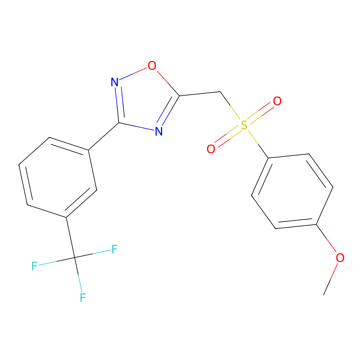 5-(((4-Methoxyphenyl)sulfonyl)methyl)-3-(3-(trifluoromethyl)phenyl)-1,2,4-oxadiazole molecular structure, CAS 1105233-42-8