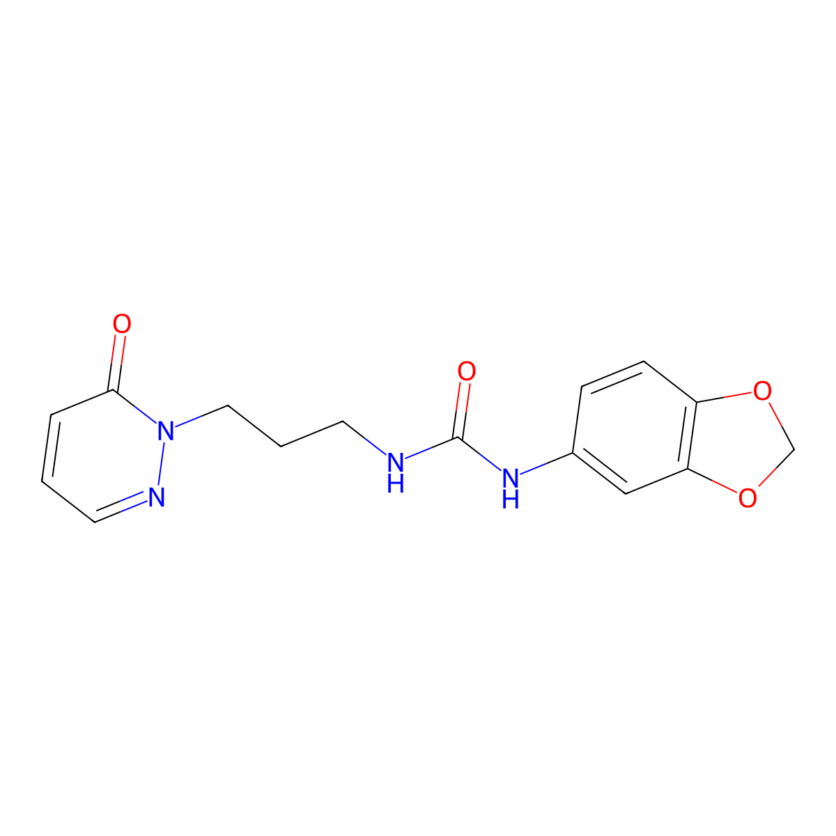 1-(benzo[d][1,3]dioxol-5-yl)-3-(3-(6-oxopyridazin-1(6H)-yl)propyl)urea molecular structure, CAS 1105233-47-3