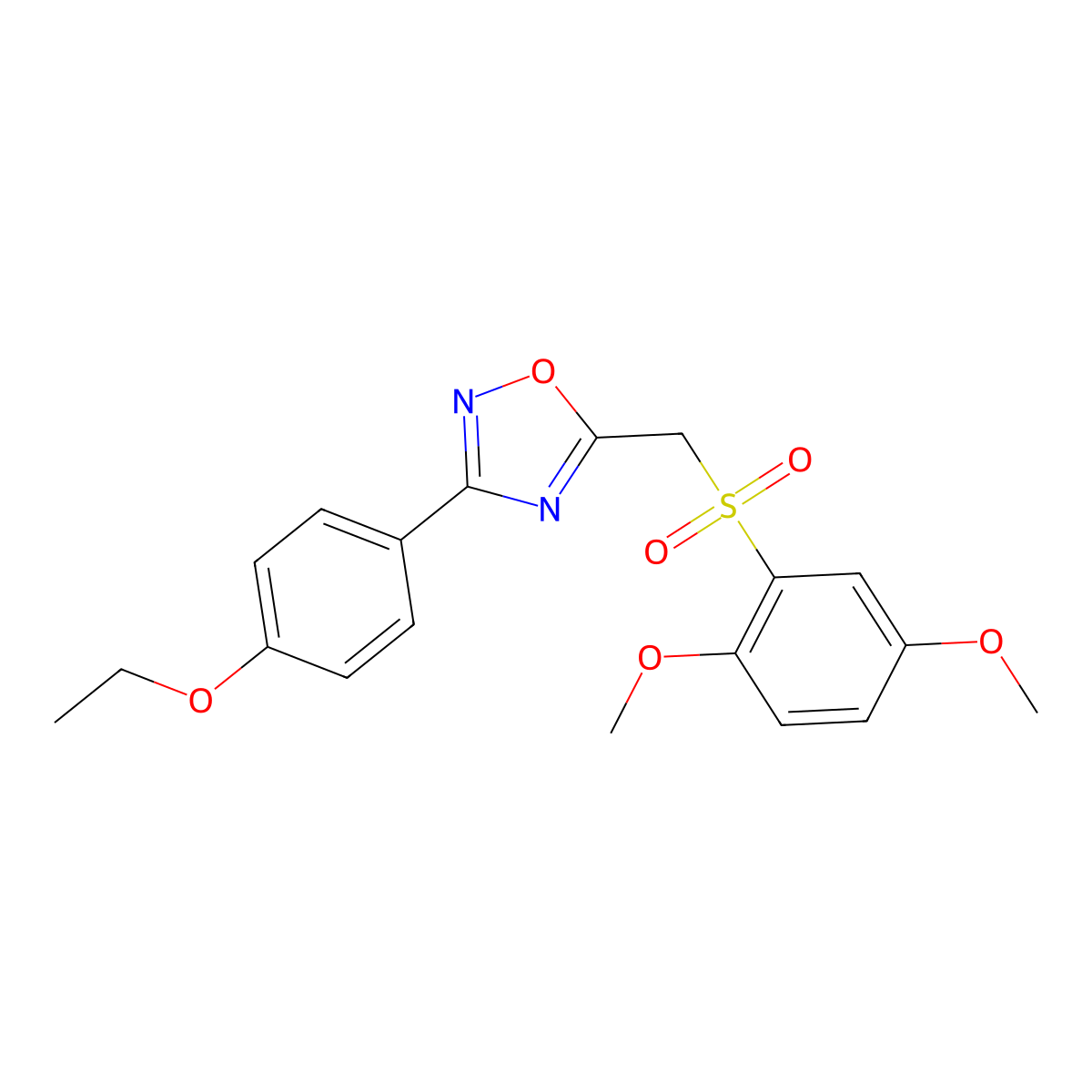 5-(((2,5-Dimethoxyphenyl)sulfonyl)methyl)-3-(4-ethoxyphenyl)-1,2,4-oxadiazole molecular structure, CAS 1105233-48-4