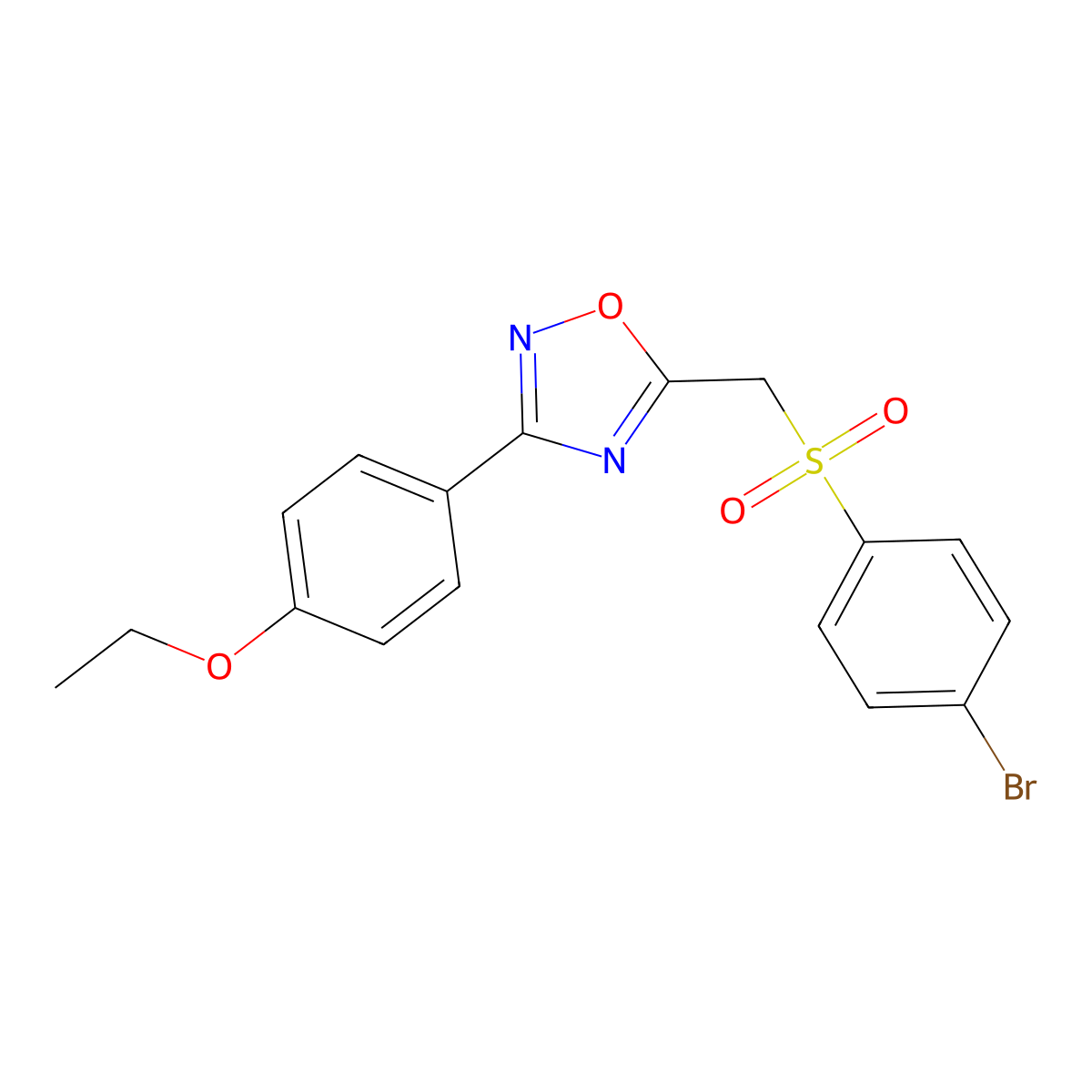 5-(((4-Bromophenyl)sulfonyl)methyl)-3-(4-ethoxyphenyl)-1,2,4-oxadiazole molecular structure, CAS 1105233-54-2