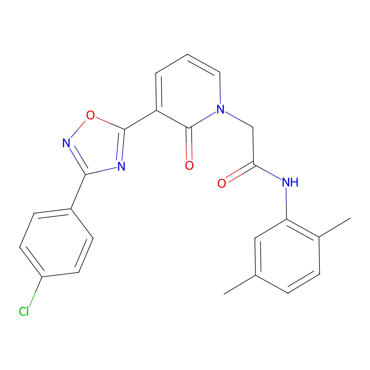 2-(3-(3-(4-chlorophenyl)-1,2,4-oxadiazol-5-yl)-2-oxopyridin-1(2H)-yl)-N-(2,5-dimethylphenyl)acetamide molecular structure, CAS 1105233-72-4