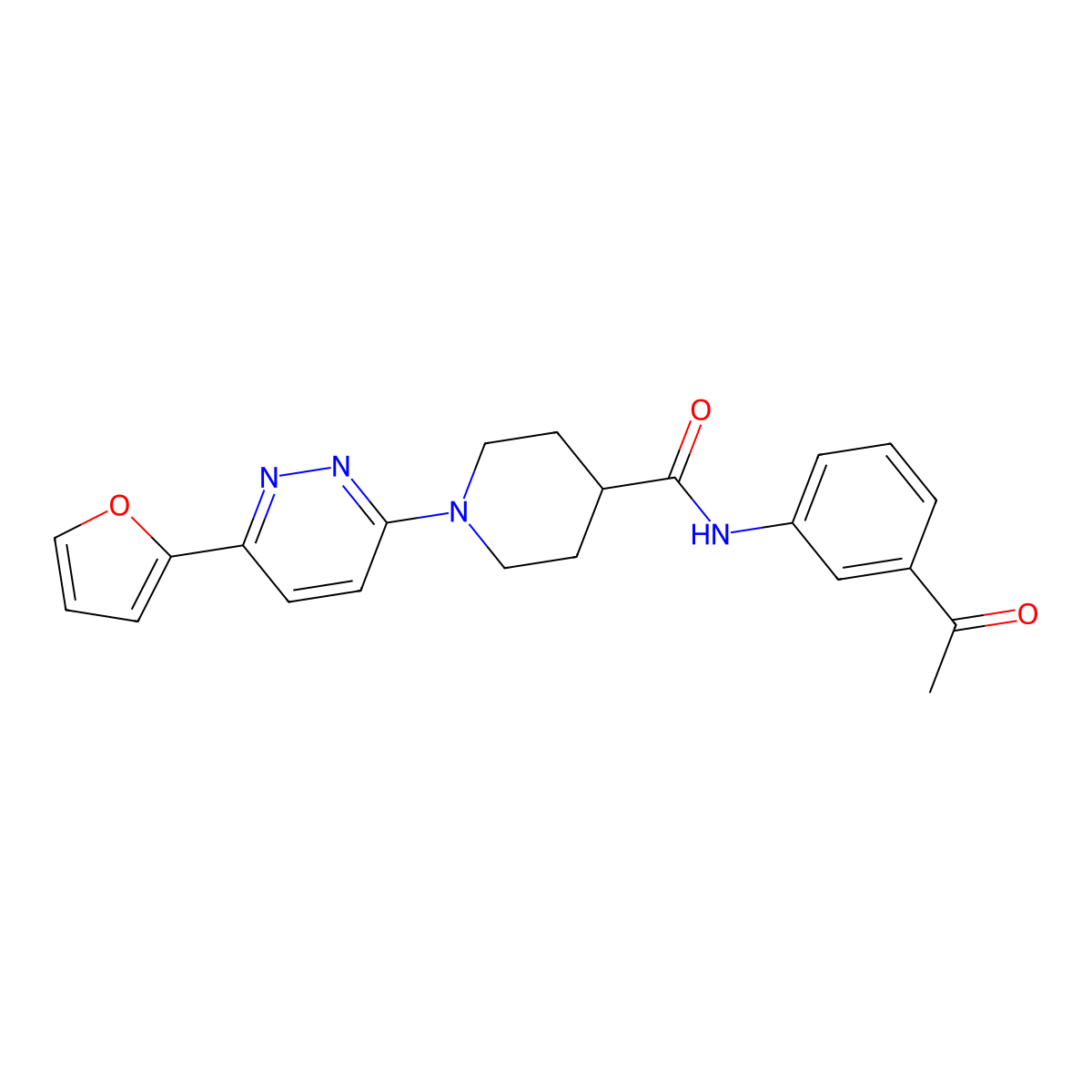 N-(3-acetylphenyl)-1-[6-(furan-2-yl)pyridazin-3-yl]piperidine-4-carboxamide molecular structure, CAS 1105233-74-6
