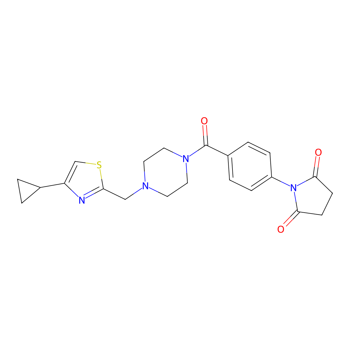 1-(4-(4-((4-Cyclopropylthiazol-2-yl)methyl)piperazine-1-carbonyl)phenyl)pyrrolidine-2,5-dione molecular structure, CAS 1105233-83-7
