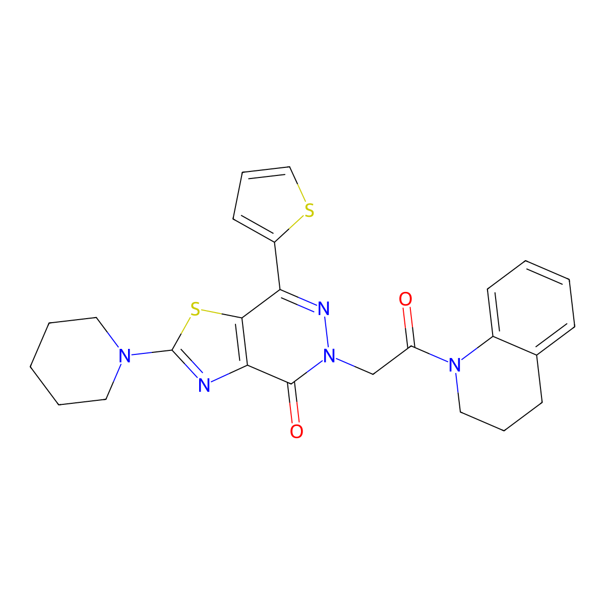 5-(2-(3,4-dihydroquinolin-1(2H)-yl)-2-oxoethyl)-2-(piperidin-1-yl)-7-(thiophen-2-yl)thiazolo[4,5-d]pyridazin-4(5H)-one molecular structure, CAS 1105233-89-3