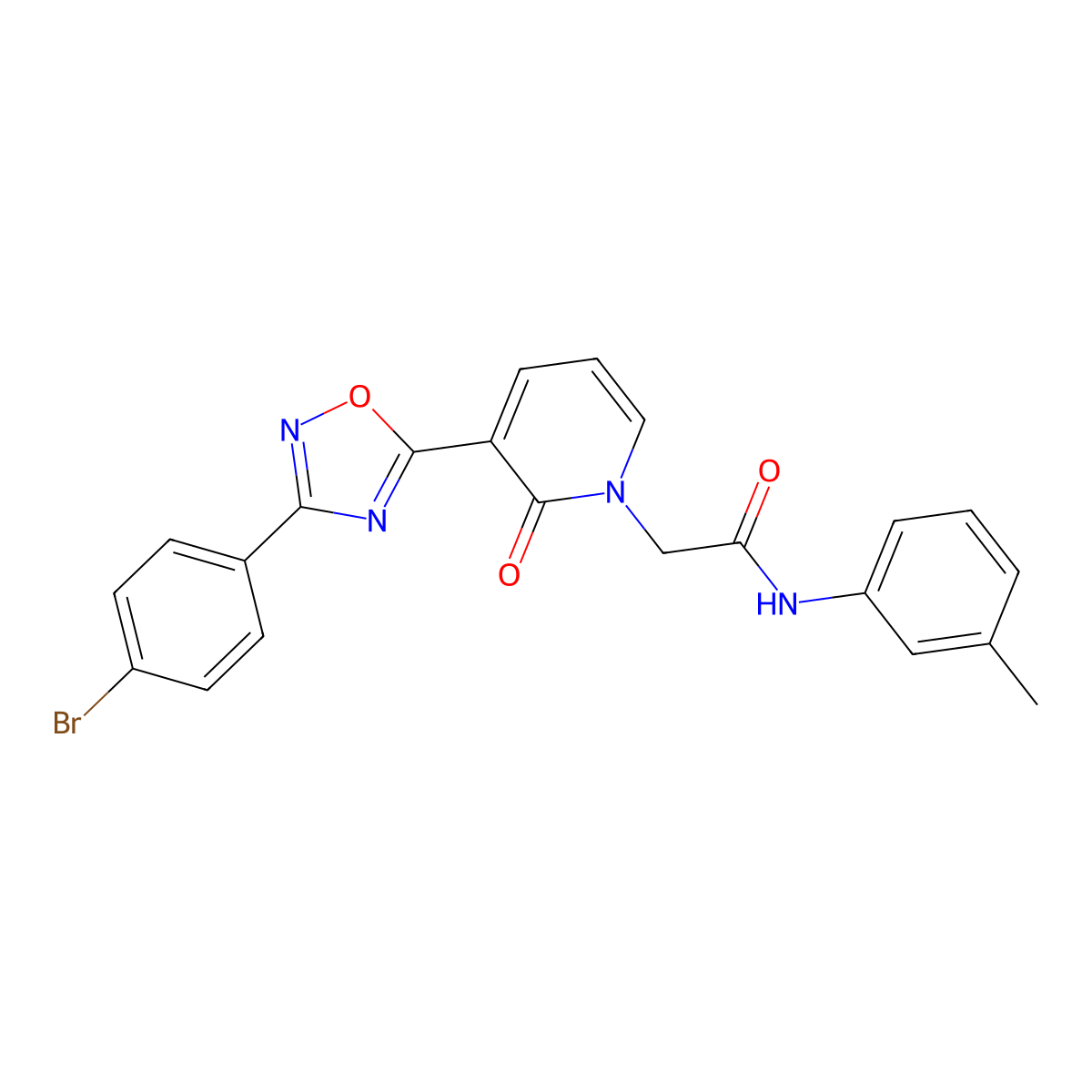 2-[3-[3-(4-bromophenyl)-1,2,4-oxadiazol-5-yl]-2-oxopyridin-1(2H)-yl]-N-(3-methylphenyl)acetamide molecular structure, CAS 1105233-99-5