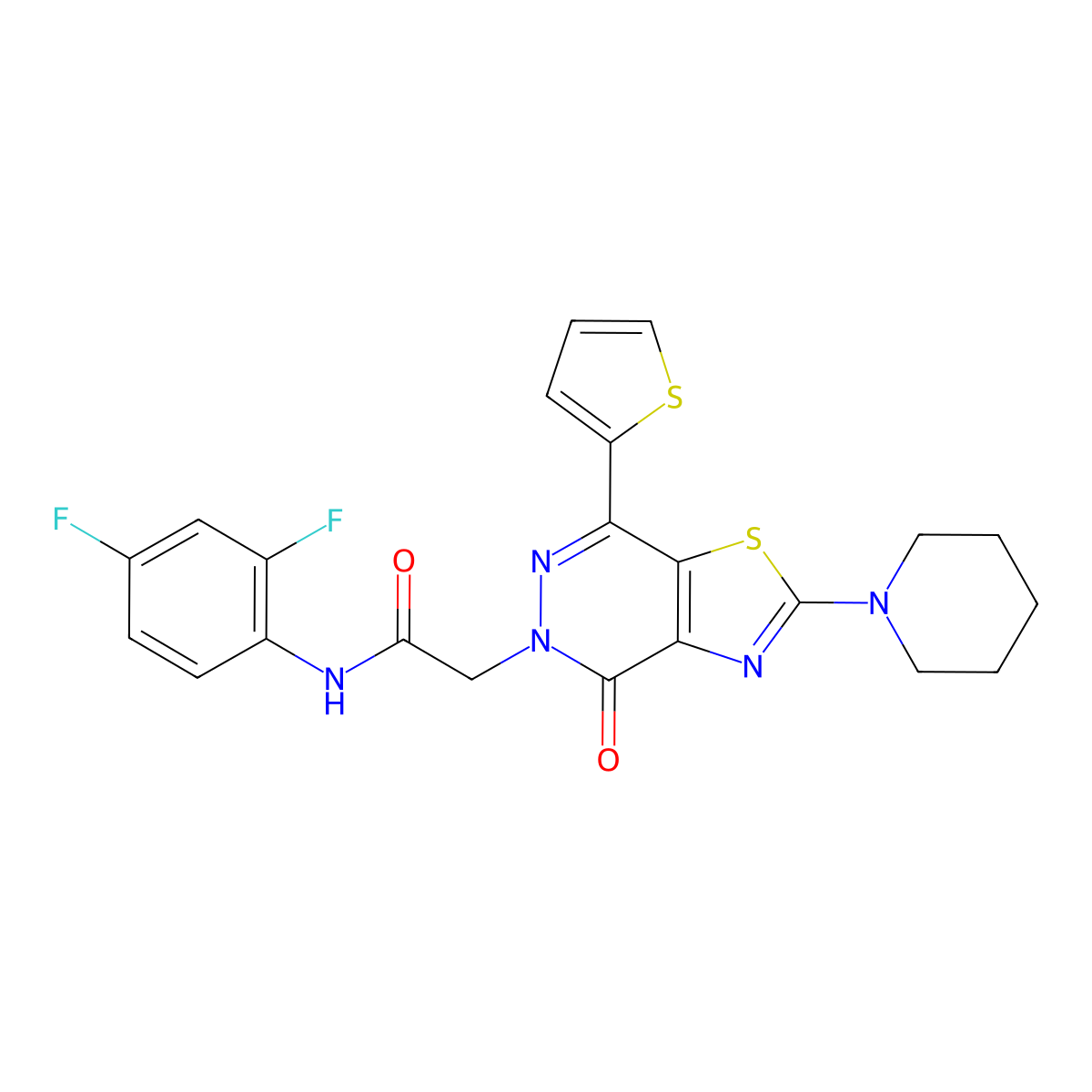N-(2,4-difluorophenyl)-2-(4-oxo-2-(piperidin-1-yl)-7-(thiophen-2-yl)thiazolo[4,5-d]pyridazin-5(4H)-yl)acetamide molecular structure, CAS 1105234-03-4