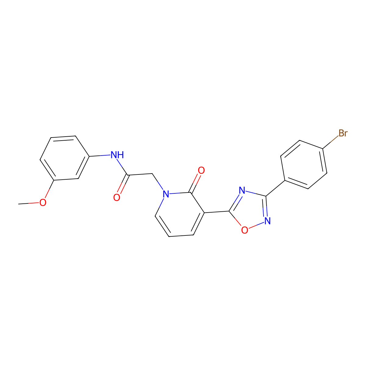 2-(3-(3-(4-bromophenyl)-1,2,4-oxadiazol-5-yl)-2-oxopyridin-1(2H)-yl)-N-(3-methoxyphenyl)acetamide molecular structure, CAS 1105234-06-7