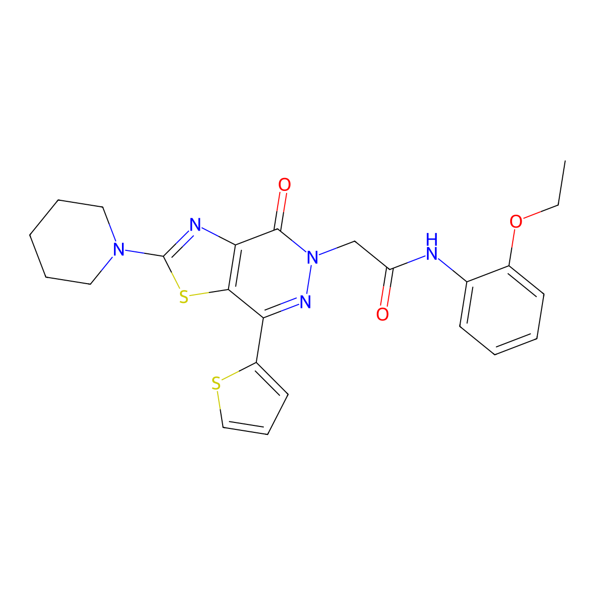N-(2-ethoxyphenyl)-2-(4-oxo-2-(piperidin-1-yl)-7-(thiophen-2-yl)thiazolo[4,5-d]pyridazin-5(4H)-yl)acetamide molecular structure, CAS 1105234-10-3