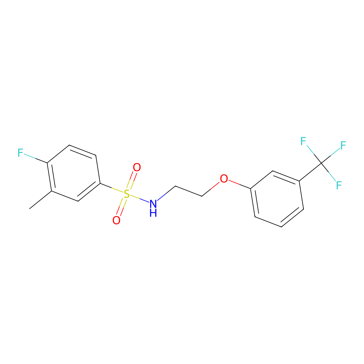 4-fluoro-3-methyl-N-(2-(3-(trifluoromethyl)phenoxy)ethyl)benzenesulfonamide molecular structure, CAS 1105234-14-7