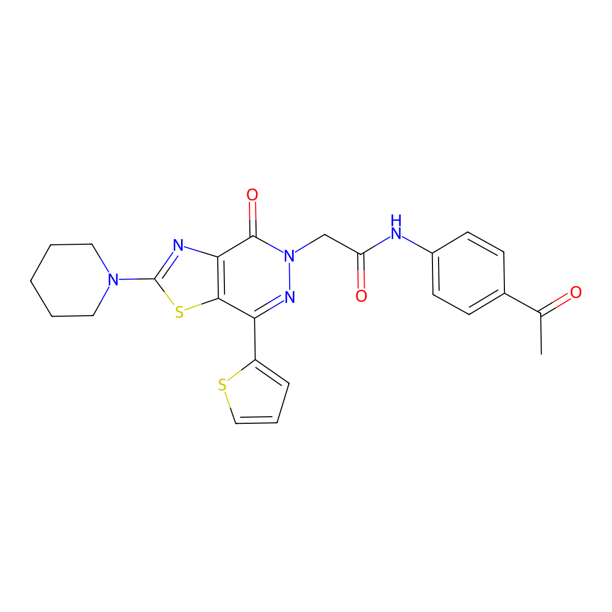 N-(4-acetylphenyl)-2-(4-oxo-2-(piperidin-1-yl)-7-(thiophen-2-yl)thiazolo[4,5-d]pyridazin-5(4H)-yl)acetamide molecular structure, CAS 1105234-17-0