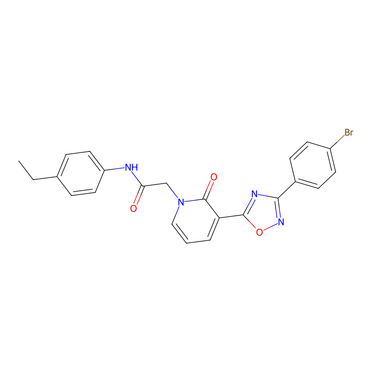 2-(3-(3-(4-bromophenyl)-1,2,4-oxadiazol-5-yl)-2-oxopyridin-1(2H)-yl)-N-(4-ethylphenyl)acetamide molecular structure, CAS 1105234-19-2