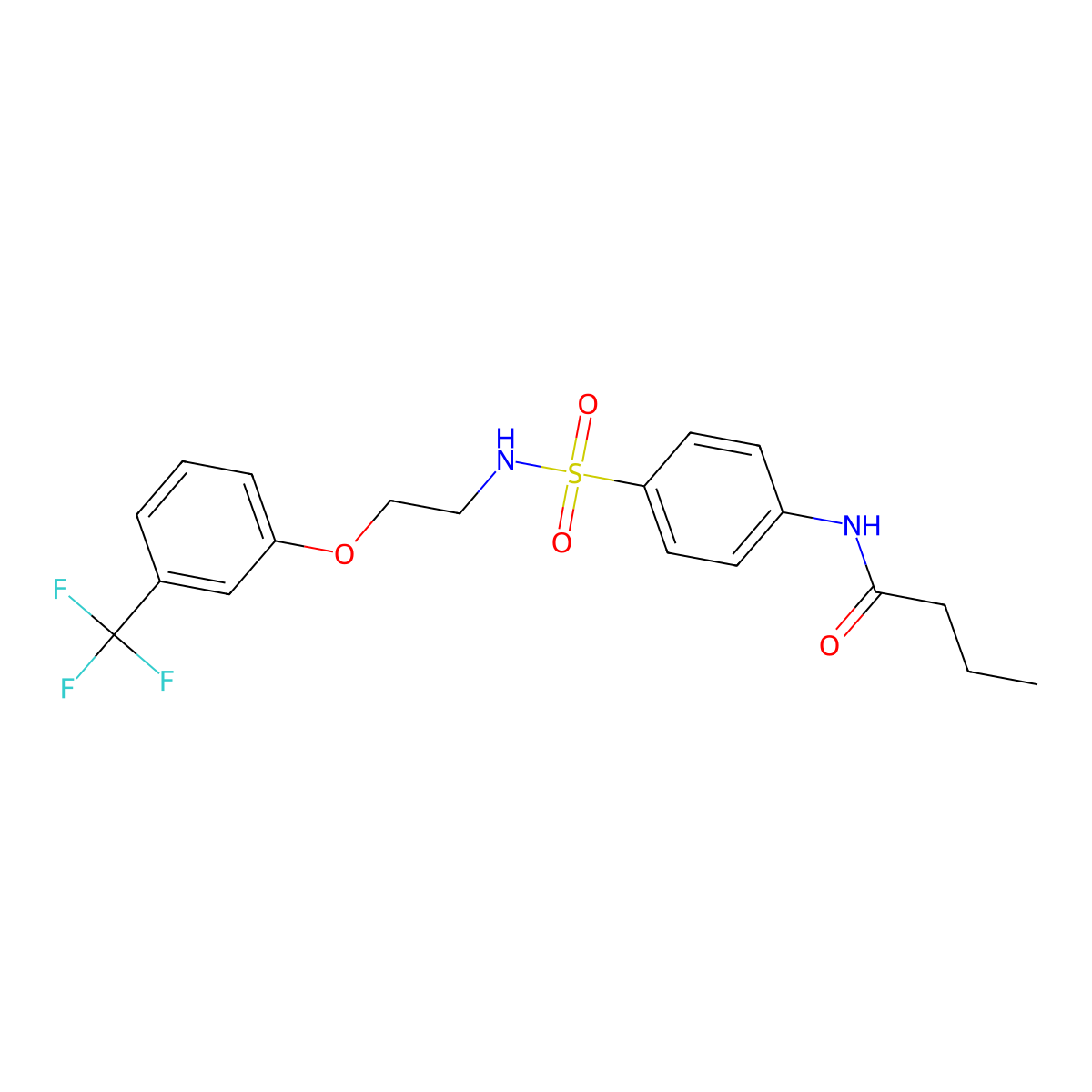 N-(4-(N-(2-(3-(trifluoromethyl)phenoxy)ethyl)sulfamoyl)phenyl)butyramide molecular structure, CAS 1105234-20-5