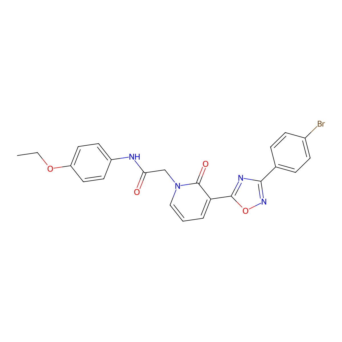 2-[3-[3-(4-bromophenyl)-1,2,4-oxadiazol-5-yl]-2-oxopyridin-1(2H)-yl]-N-(4-ethoxyphenyl)acetamide molecular structure, CAS 1105234-26-1