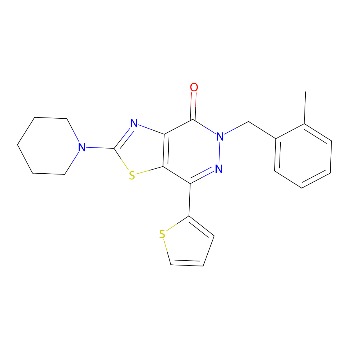5-(2-methylbenzyl)-2-(piperidin-1-yl)-7-(thiophen-2-yl)thiazolo[4,5-d]pyridazin-4(5H)-one molecular structure, CAS 1105234-31-8