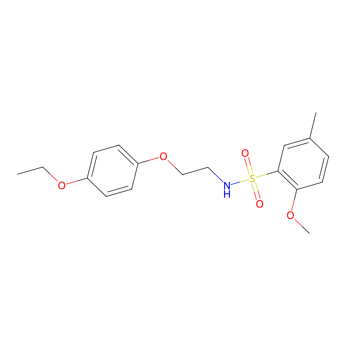 N-(2-(4-ethoxyphenoxy)ethyl)-2-methoxy-5-methylbenzenesulfonamide molecular structure, CAS 1105234-34-1