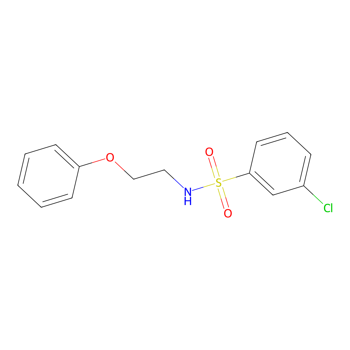 3-chloro-N-(2-phenoxyethyl)benzenesulfonamide molecular structure, CAS 1105234-37-4