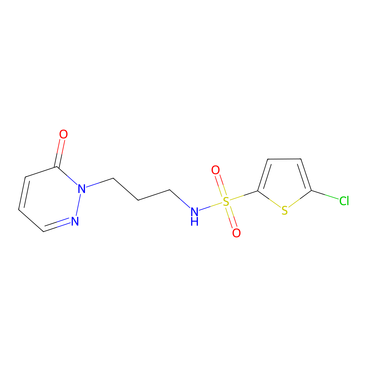 5-chloro-N-(3-(6-oxopyridazin-1(6H)-yl)propyl)thiophene-2-sulfonamide molecular structure, CAS 1105234-39-6