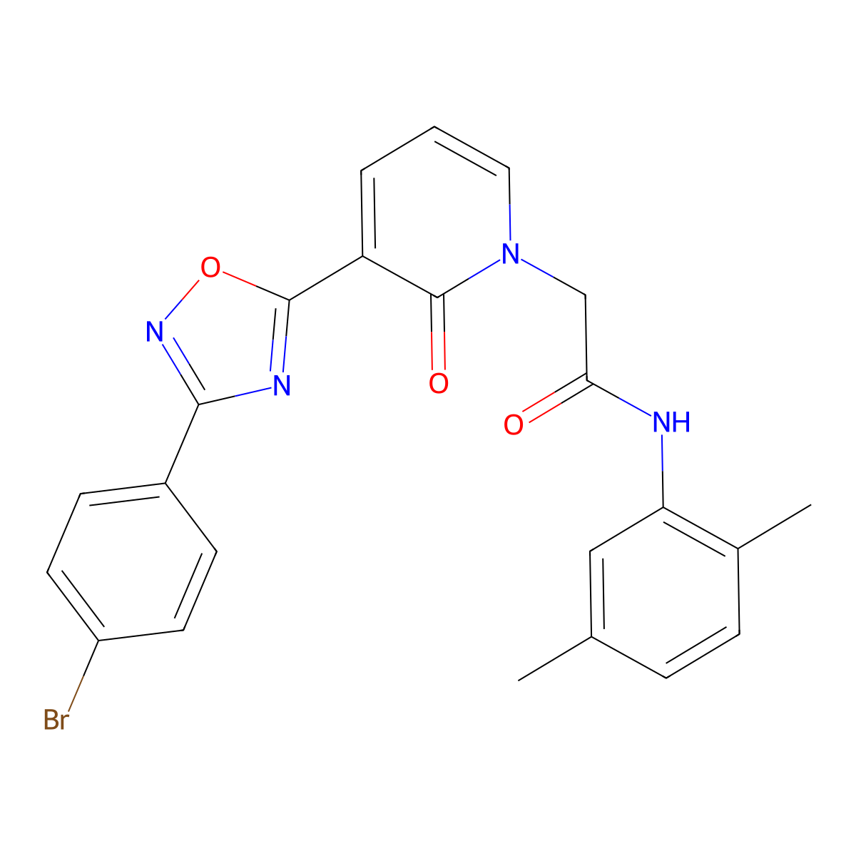 2-(3-(3-(4-bromophenyl)-1,2,4-oxadiazol-5-yl)-2-oxopyridin-1(2H)-yl)-N-(2,5-dimethylphenyl)acetamide molecular structure, CAS 1105234-40-9