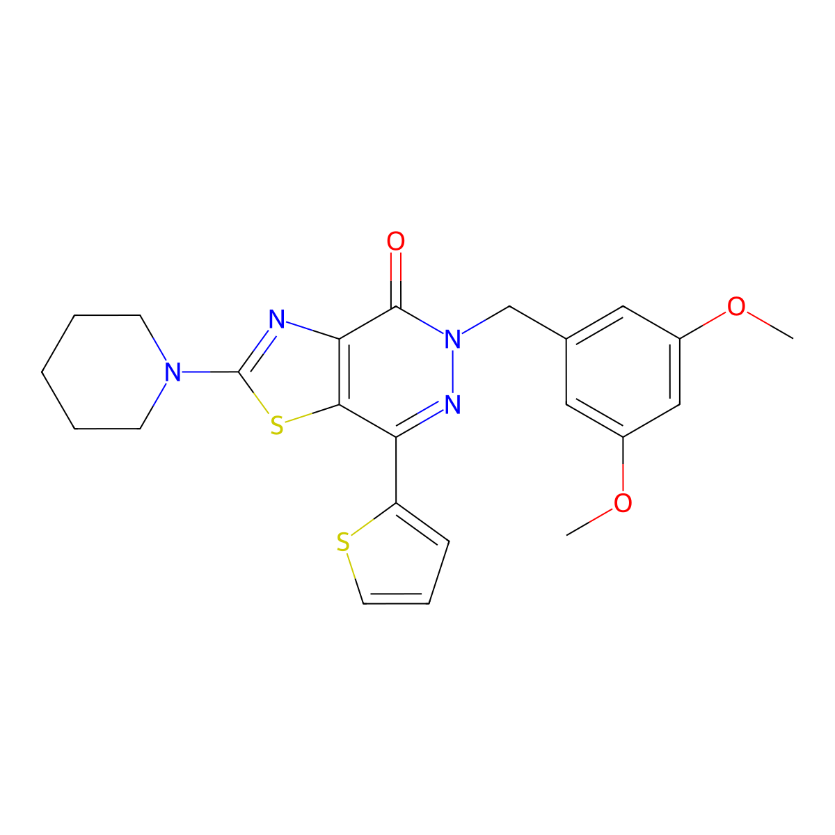 5-(3,5-dimethoxybenzyl)-2-(piperidin-1-yl)-7-(thiophen-2-yl)thiazolo[4,5-d]pyridazin-4(5H)-one molecular structure, CAS 1105234-52-3