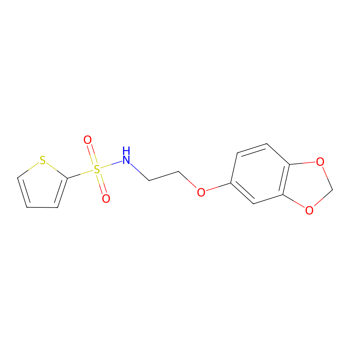 N-(2-(benzo[d][1,3]dioxol-5-yloxy)ethyl)thiophene-2-sulfonamide molecular structure, CAS 1105234-55-6
