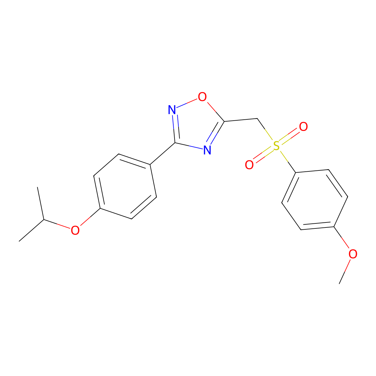 3-(4-Isopropoxyphenyl)-5-(((4-methoxyphenyl)sulfonyl)methyl)-1,2,4-oxadiazole molecular structure, CAS 1105234-57-8