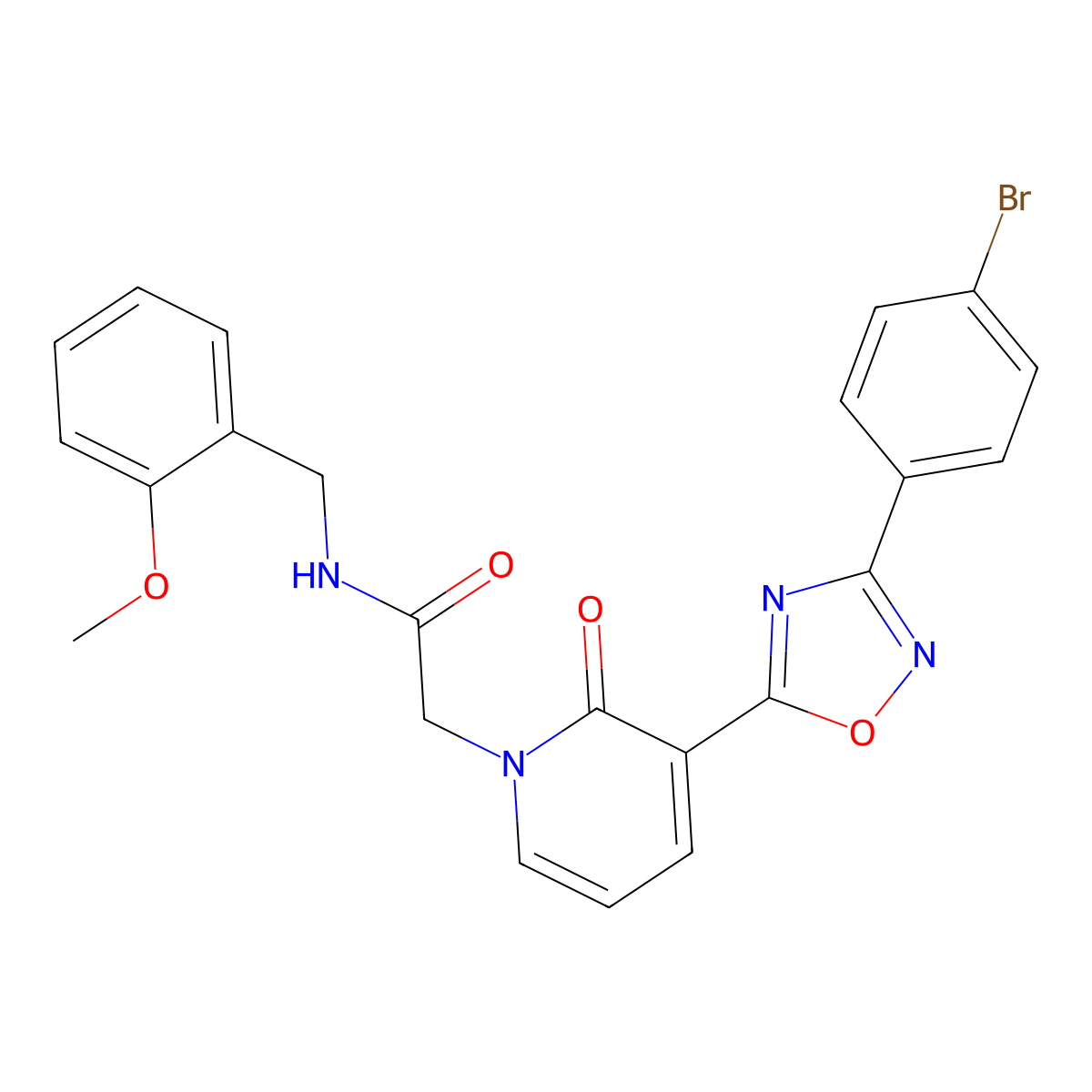 2-[3-[3-(4-bromophenyl)-1,2,4-oxadiazol-5-yl]-2-oxopyridin-1(2H)-yl]-N-(2-methoxybenzyl)acetamide molecular structure, CAS 1105234-61-4