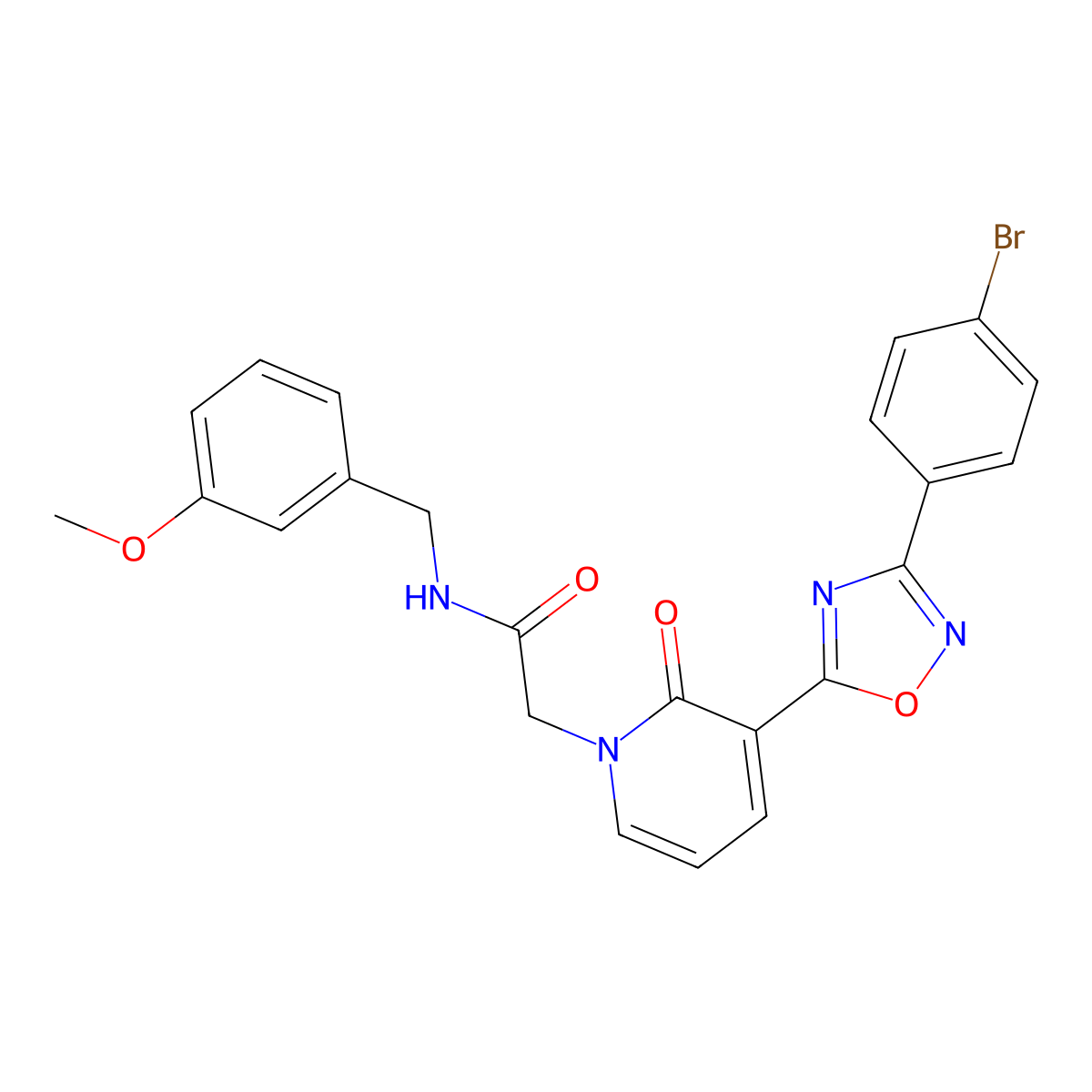 2-[3-[3-(4-bromophenyl)-1,2,4-oxadiazol-5-yl]-2-oxopyridin-1(2H)-yl]-N-(3-methoxybenzyl)acetamide molecular structure, CAS 1105234-68-1