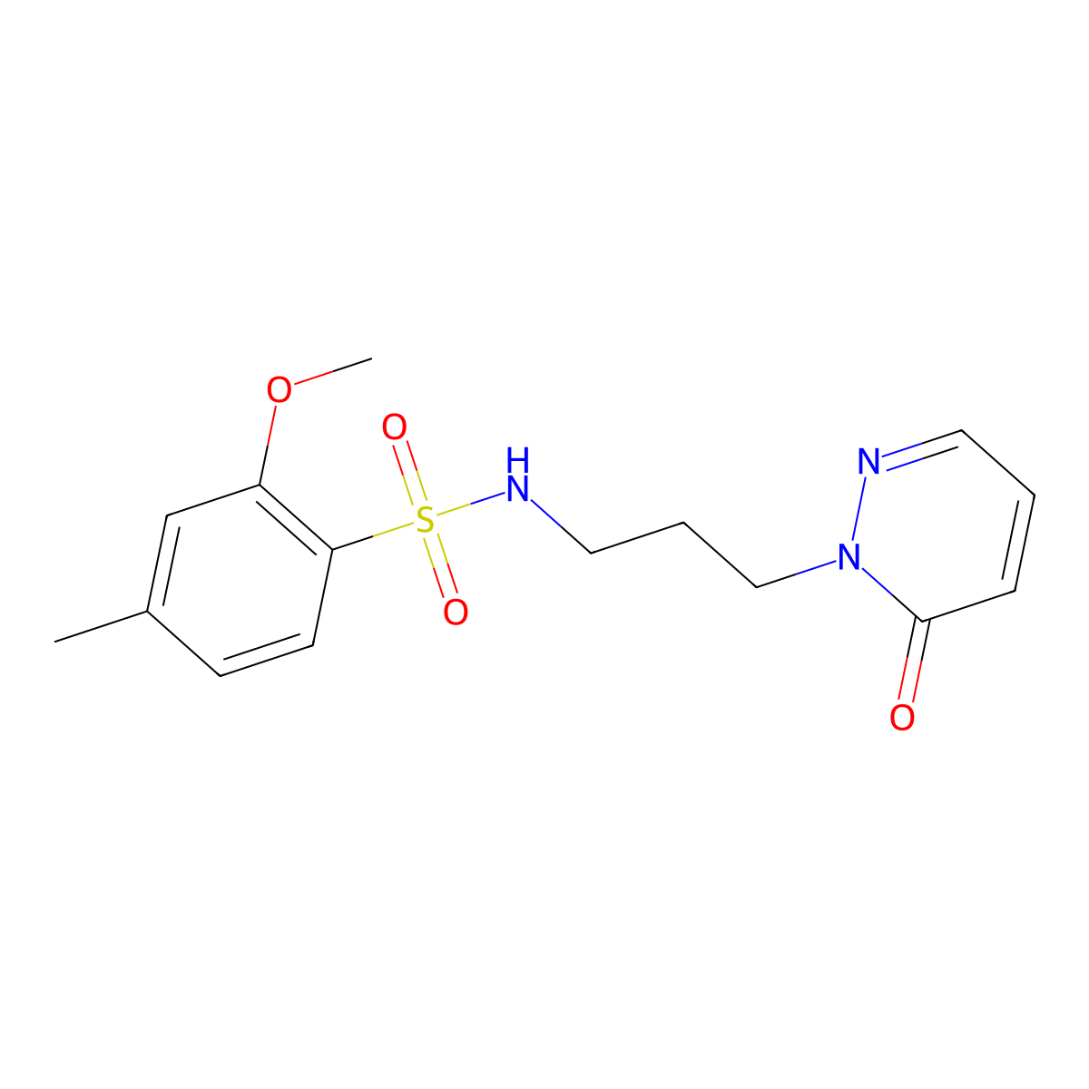 2-methoxy-4-methyl-N-(3-(6-oxopyridazin-1(6H)-yl)propyl)benzenesulfonamide molecular structure, CAS 1105234-74-9