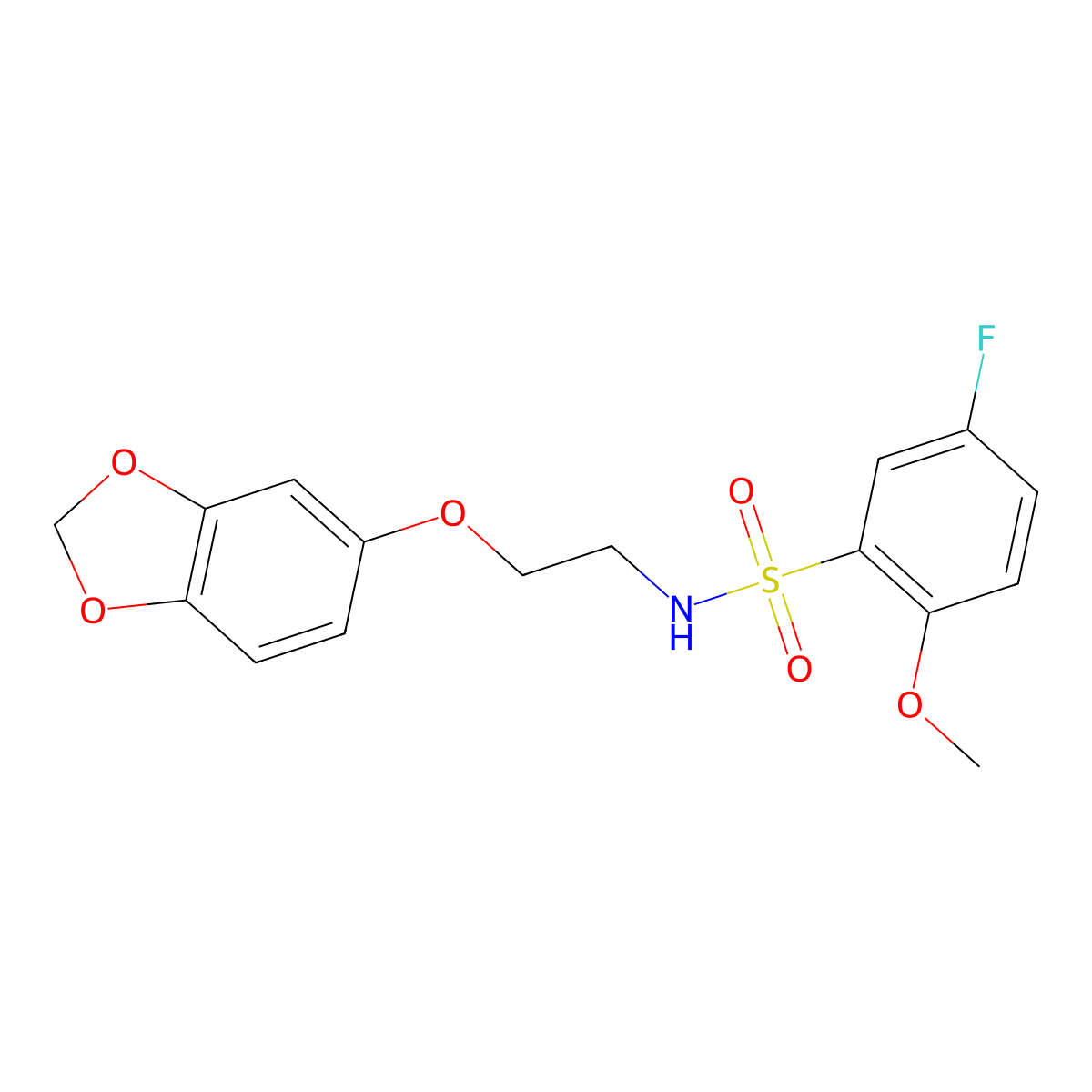 N-(2-(benzo[d][1,3]dioxol-5-yloxy)ethyl)-5-fluoro-2-methoxybenzenesulfonamide molecular structure, CAS 1105234-76-1