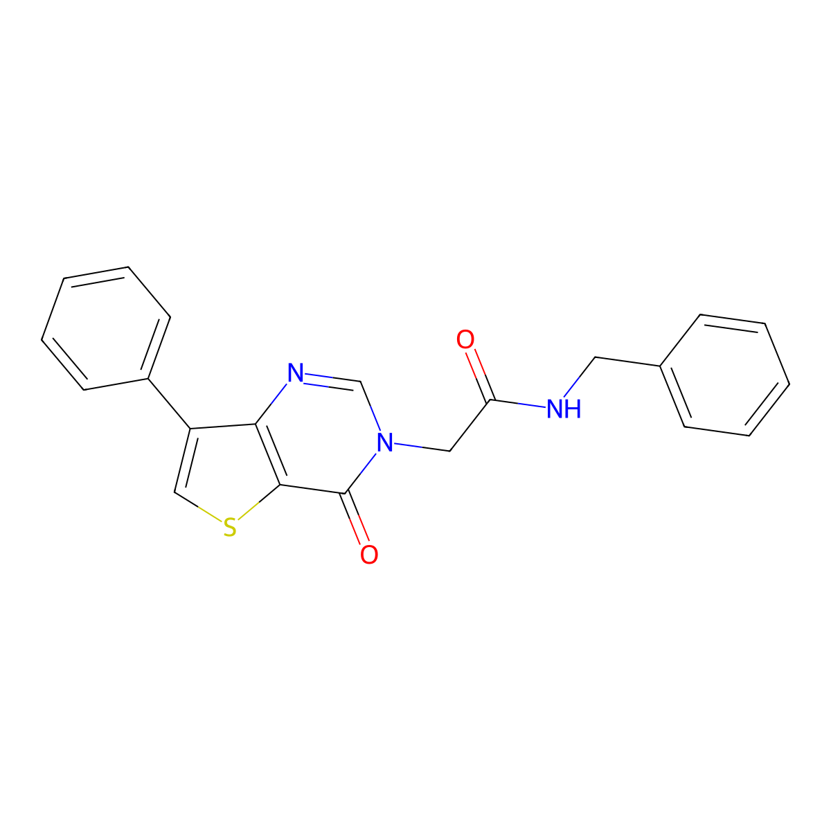 N-benzyl-2-(4-oxo-7-phenylthieno[3,2-d]pyrimidin-3(4H)-yl)acetamide molecular structure, CAS 1105234-78-3
