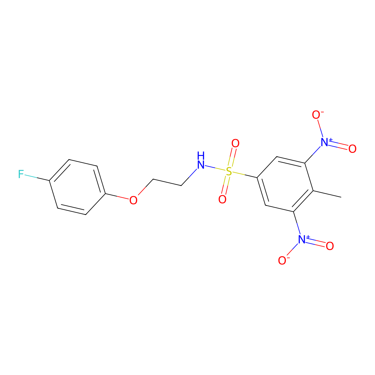 N-[2-(4-fluorophenoxy)ethyl]-4-methyl-3,5-dinitrobenzenesulfonamide molecular structure, CAS 1105234-79-4